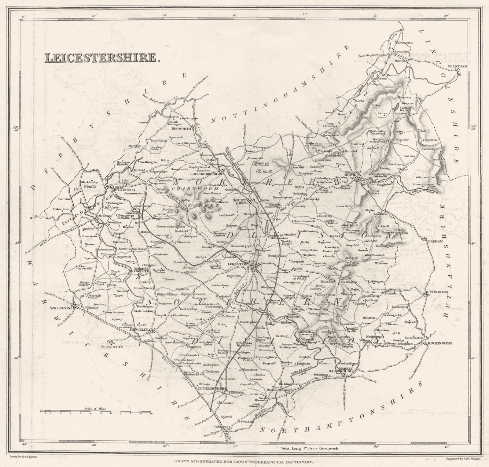 LEICESTERSHIRE. Leics. Lewis 1831 old antique vintage map plan chart